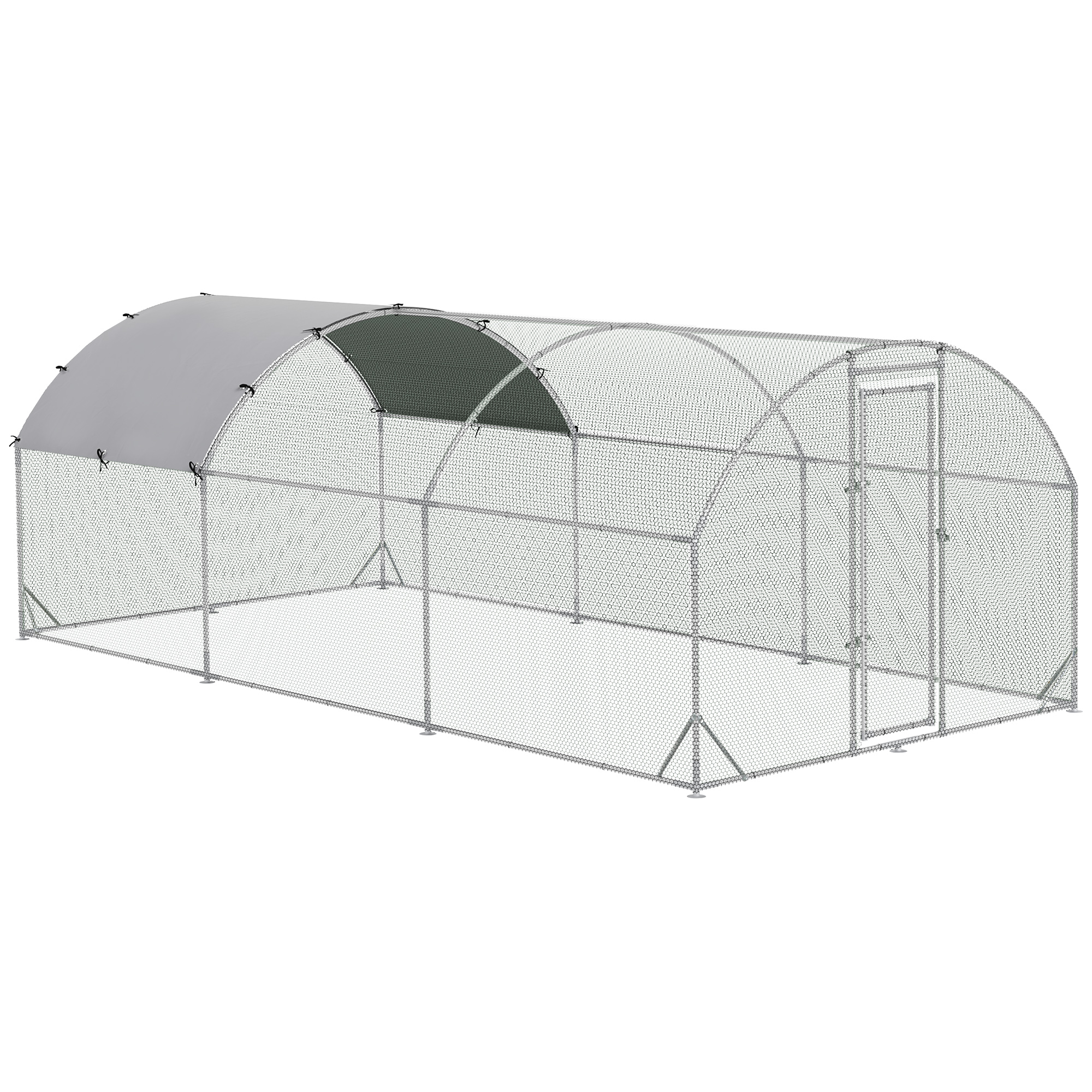 Large Chicken Coop Metal Chicken Run with Waterproof and Anti-UV Cover, Dome Shaped Walk-in Fence Cage Hen House for Outdoor and Yard Farm Use, 1" Tube Diameter, 9.2