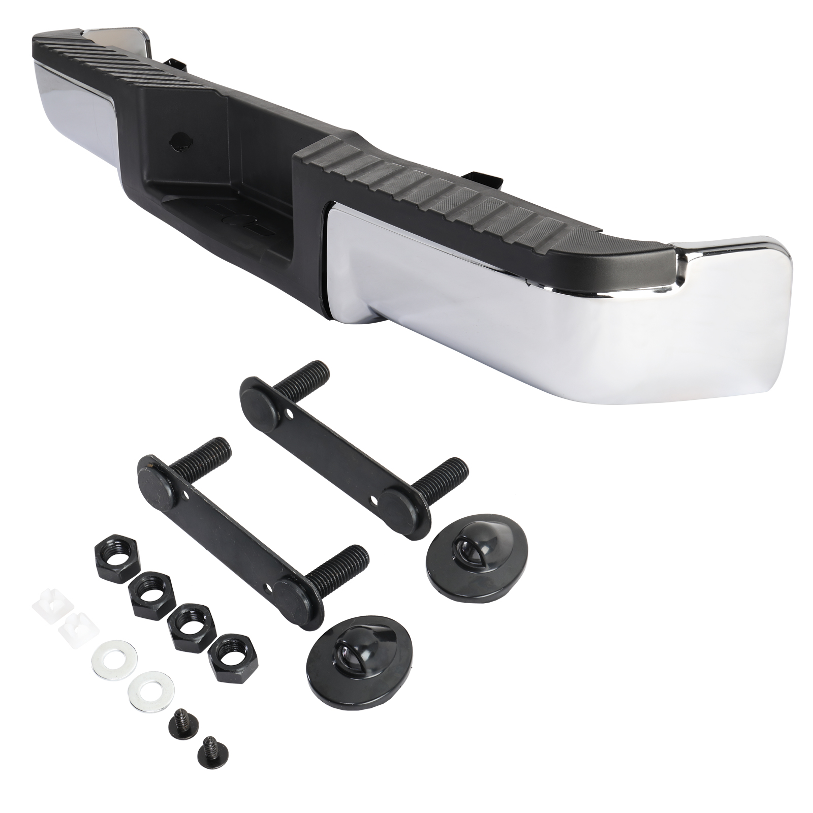 Pickup Rear Bumper Ford F150 2009-2014-Silver/Steel/No Hole