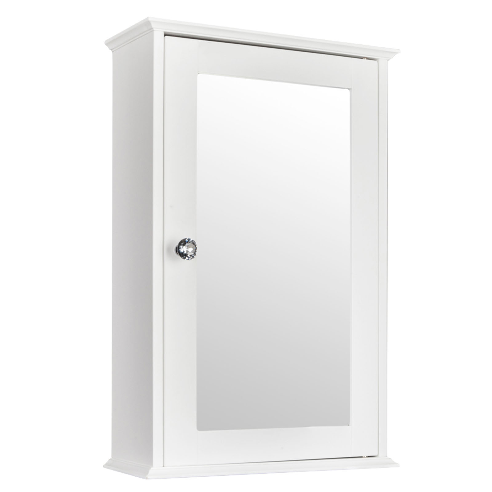 Single Door Mirror Indoor Bathroom Wall Mounted Cabinet Shelf White