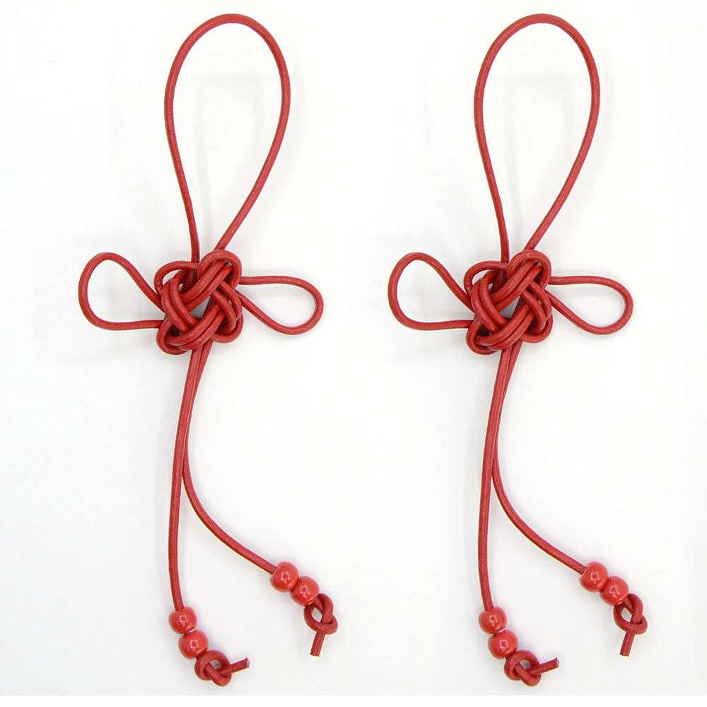 DIY編織繩結真皮手繩新年吉祥掛飾 / 祝福繩結配飾 - 吉祥結(含材料包) - 紅色 2條裝